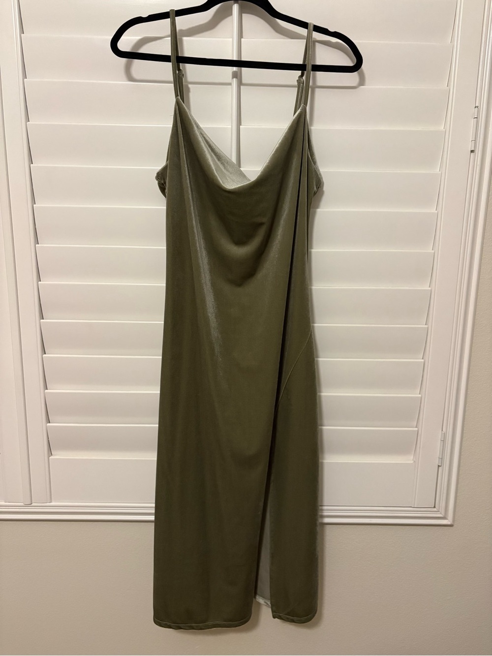 Olive Green Cowl Neck Slip Dress
